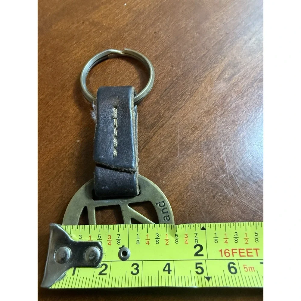 Vtg Marlboro Brand Solid Brass Leather Keychain Western Cowboy Tobacco Promo USA